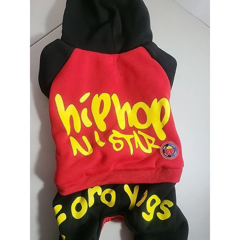 Royal Wise Dog Hoodie Red Black Yellow All Star Hip Hop Size Medium NIB